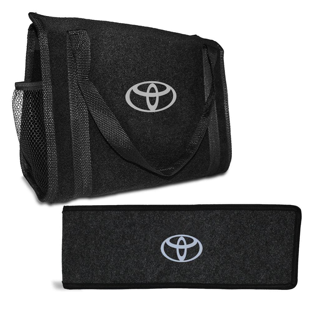 Bolsa Organizadora de Porta Malas e Capa Porta Triângulo de Sinalização Emblema Toyota Bordado Corolla Yaris Etios