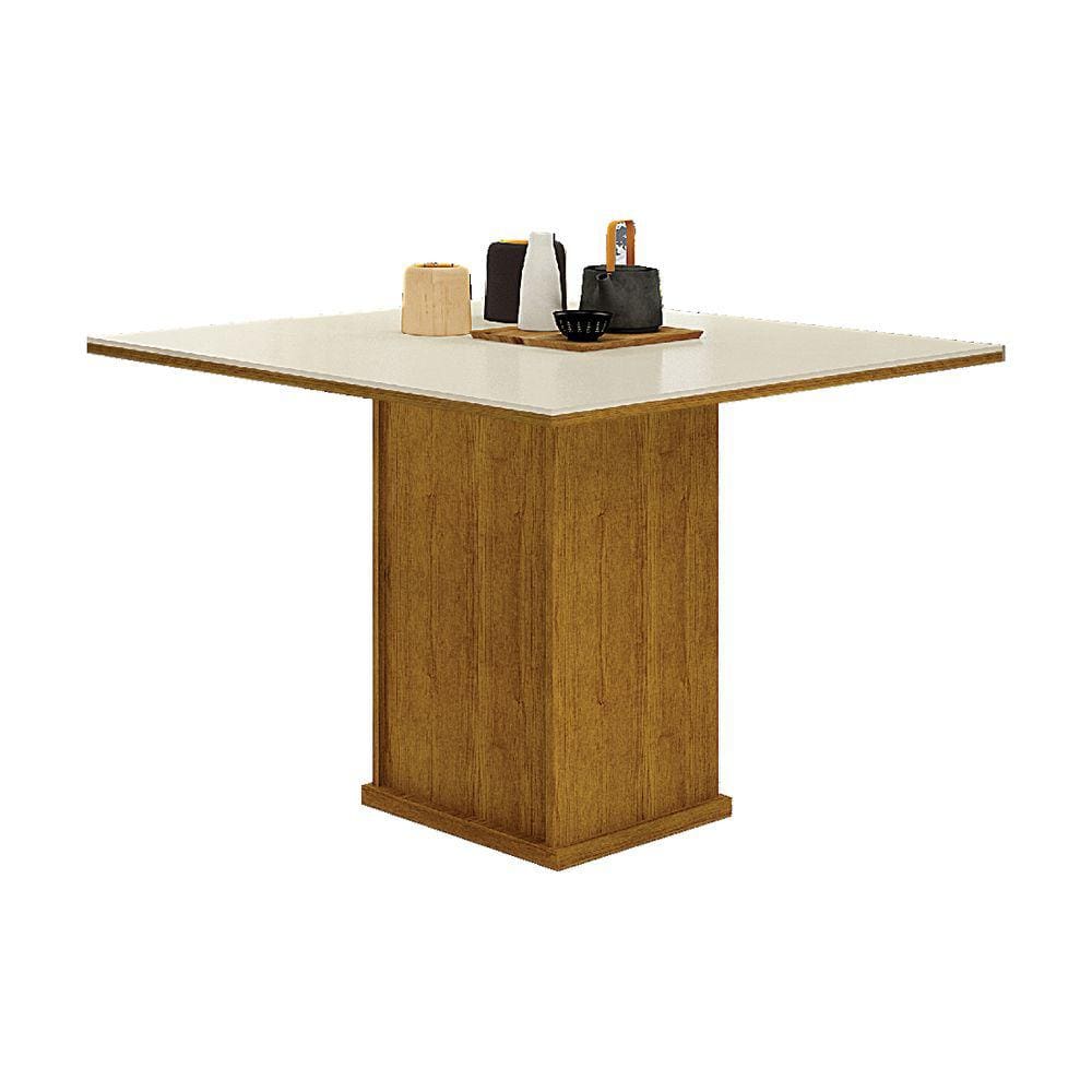 Mesa de Jantar 4 Lugares Tampo MDF/Vidro Napoli 90cm Moveis Leifer