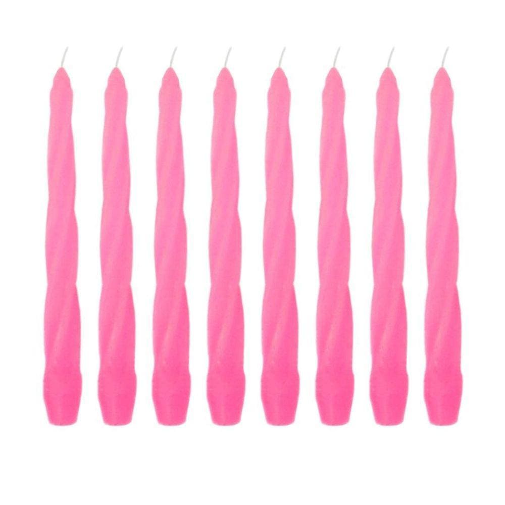 Kit 10 Velas Castiçal Rosa 20 Cm Candelabro