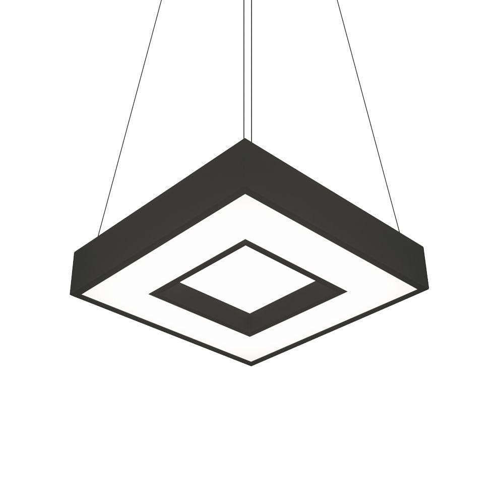 Lustre Pendente Newline New Chess 516 47cm Led Bivolt Preto 3000K Luz Amarela