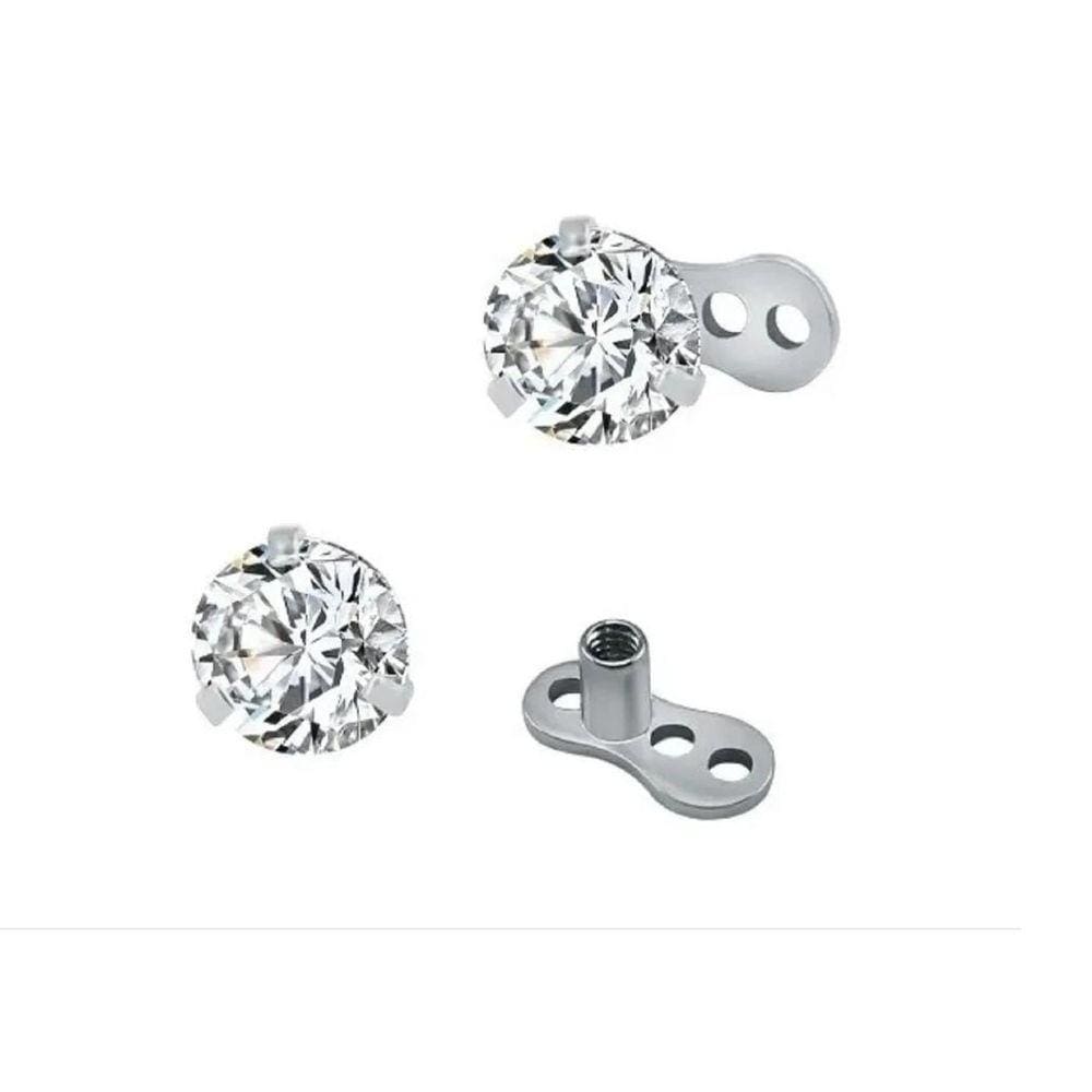 Piercing Microdermal Zirconia Pedra Cristal 4Mm Aço