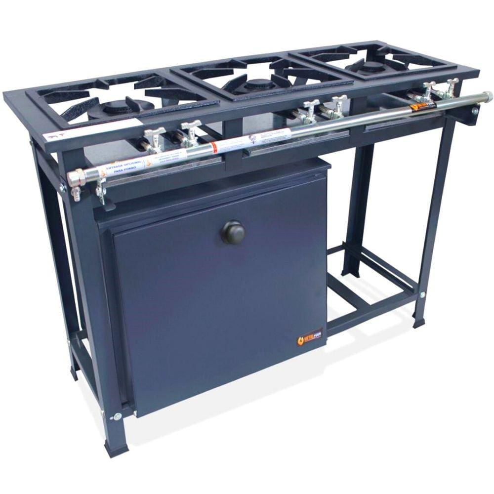 Fogão Industrial 3 Bocas 3QD Baixa Pressão P7 com Forno 66L de Piso