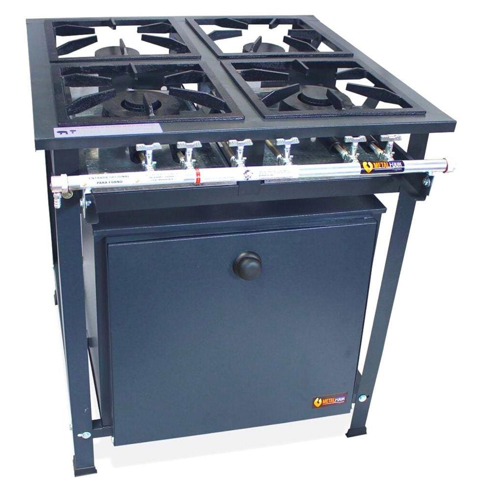Fogão Industrial 4 Bocas 2QD e 2QS Baixa Pressão P7 com Forno 126L de Piso