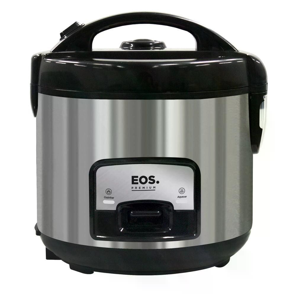 Panela Elétrica De Arroz Eos 10 Xicaras Inox Preta Tampa Vidro Clear Glass EPA10PI 220V