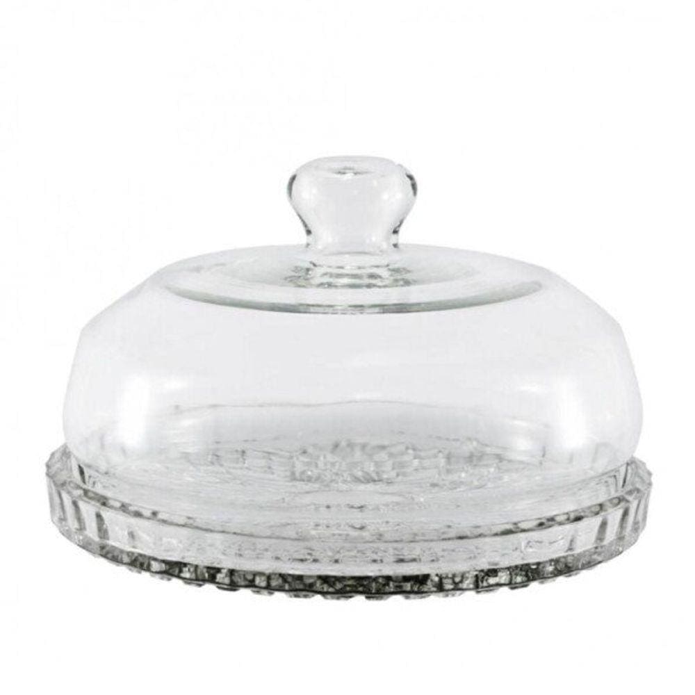 Queijeira Vidro Base Decorada Veneza Grande 20Cm - Mistral