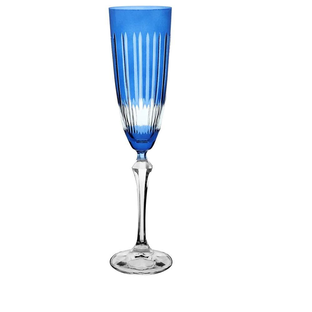 Taca Para Champanhe Elizabeth Lapidada Em Cristal Ecologico 200Ml A25cm Cor Azul