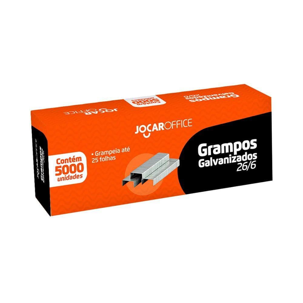 Grampo Galvanizado Leonora Jocar Office 26/6 com 5.000 Unidades