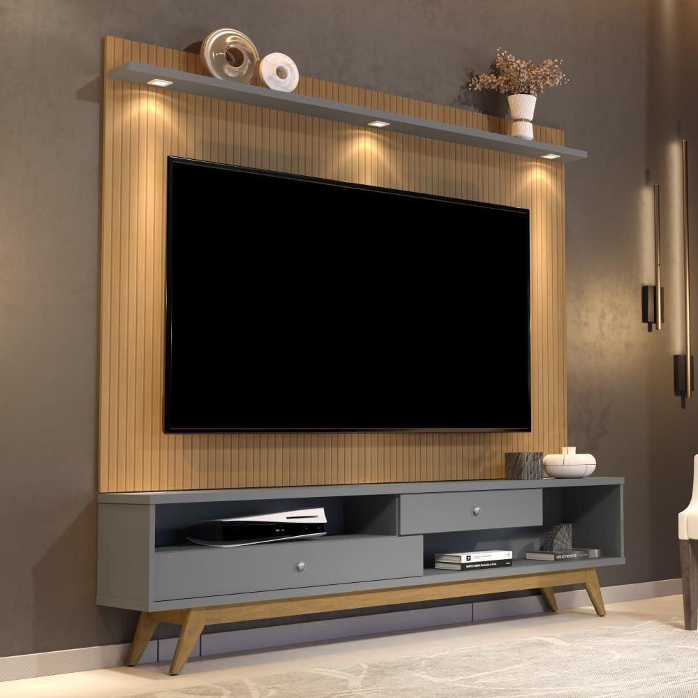 Estante Home Theater Para TV Até 75 Polegadas Com Led JB 5232 - Elmo / Pérola - Lojas RPM