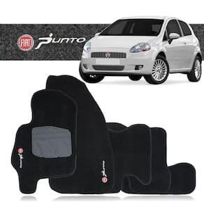 Jogo Tapete Carpete Automotivo Punto 2007 2008 2009 2010 2011 2012 5 Peças Preto Bordado