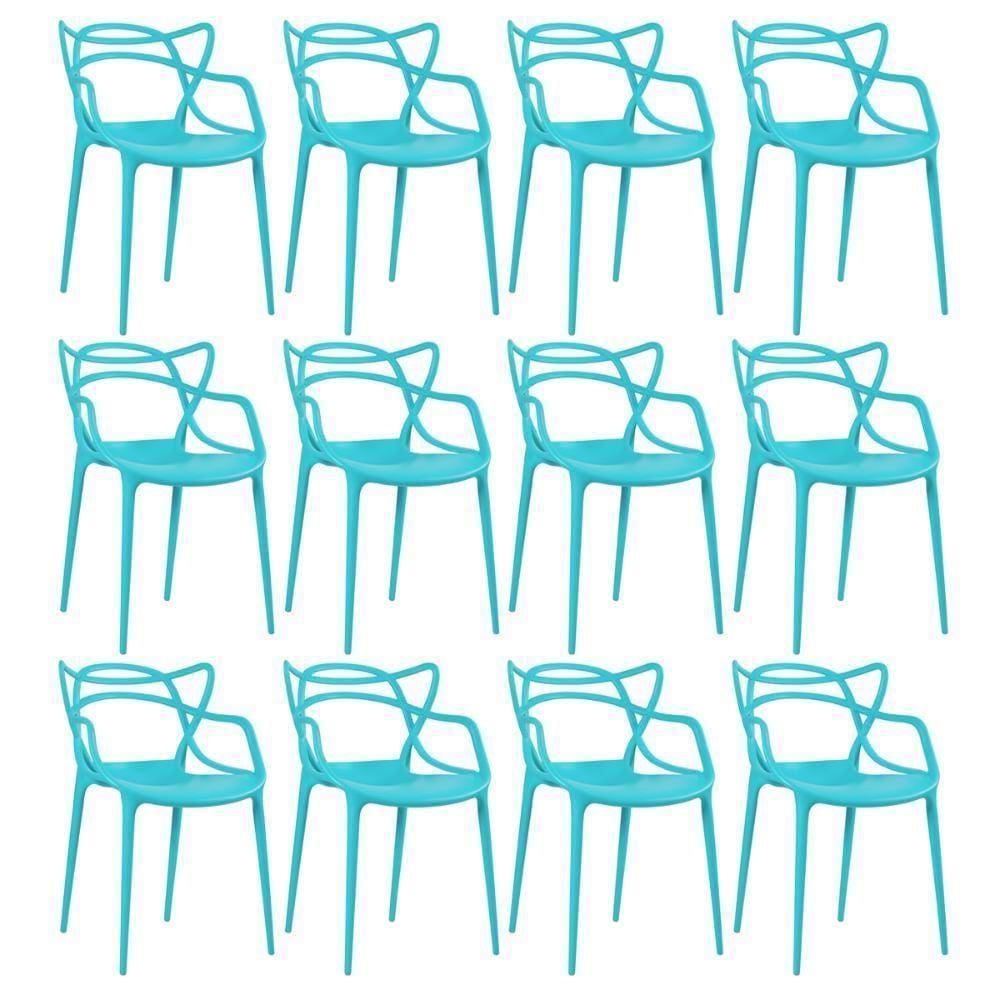 Kit - 12 X Cadeiras Masters Allegra - Azul Tiffany
