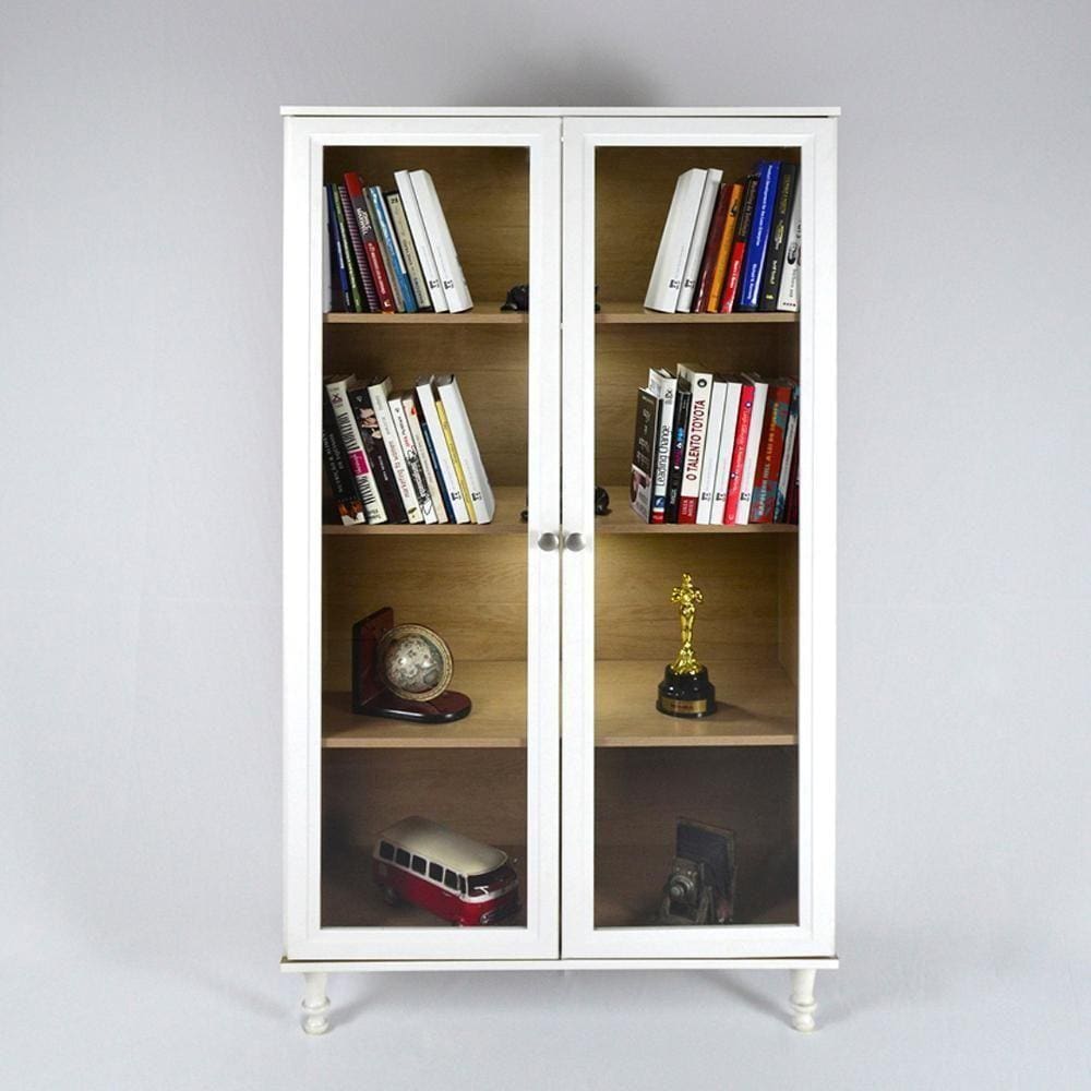 Armário Multiuso 2 Portas De Vidro Ditália Luz E-957 Branco