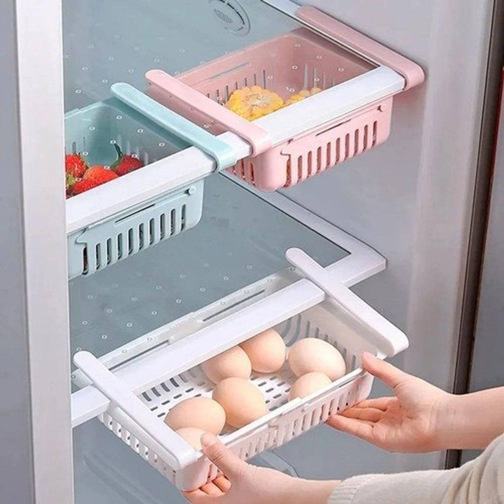 Kit 3 Cesto Organizador Geladeira Multiuso Armário Ajustável