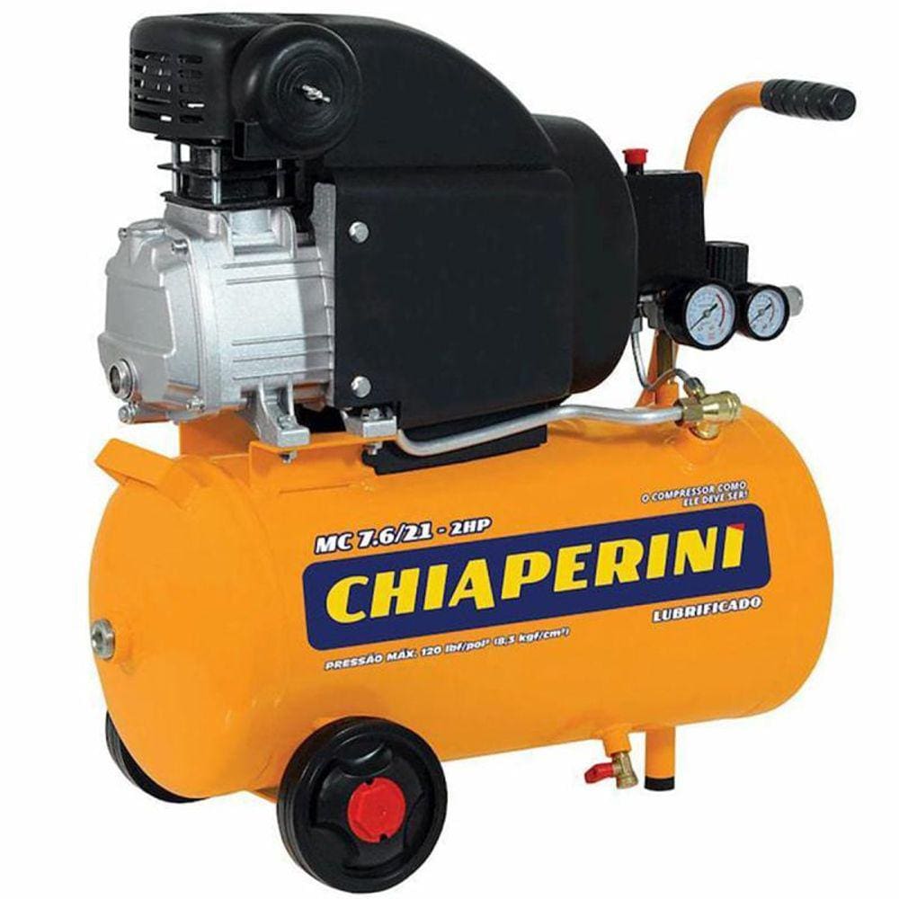 Compressor Motocompressor de Ar 2,0 HP 21 Litros 7,6 PÉS MC 7.6/21 CHIAPERINI