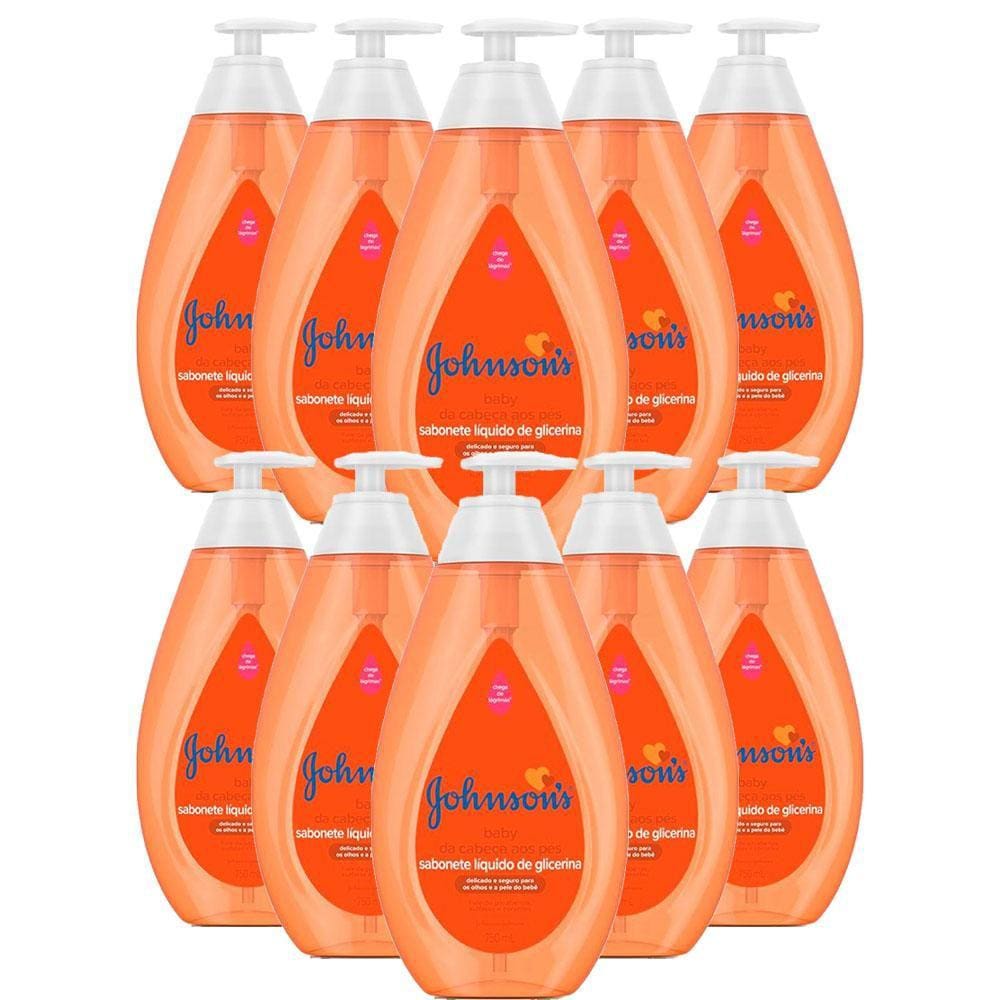 Kit 10 Sabonetes Líquido Johnson`s Cabeça aos Pés 750mL