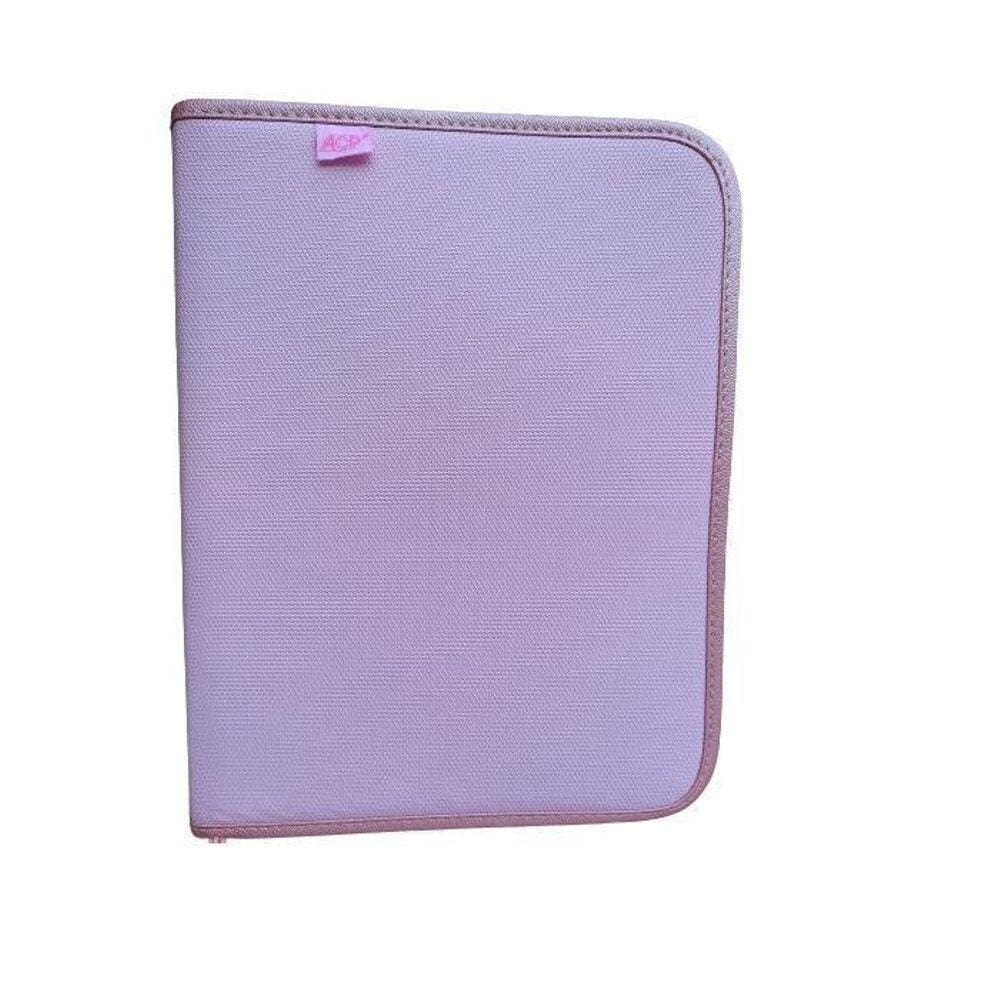 Fichário Escolar, Universitário, Com Ziper Rosa Acp