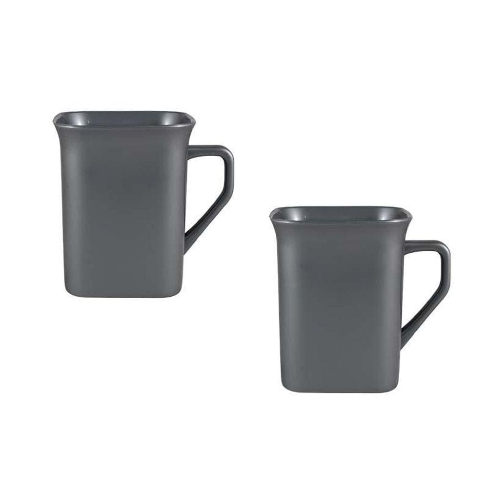 Kit 2 Canecas Quadrada Prata 250Ml Plástico Premium