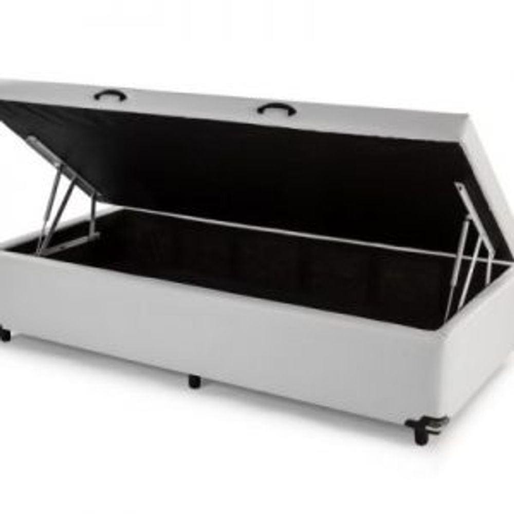Cama Box Baú Solteiro Branco Universal 88x188x34x20interno