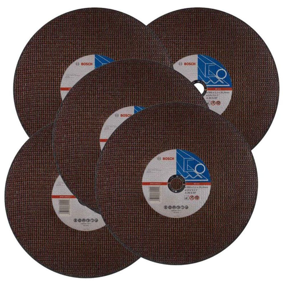 Disco de Corte 14 POL x 3,1 MM 2 Telas Furo 1 POL com 5 Peças BOSCH