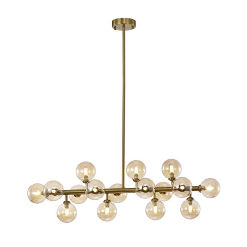 Pendente Cotton A100xl95cm - Bronze E Vidro Âmbar