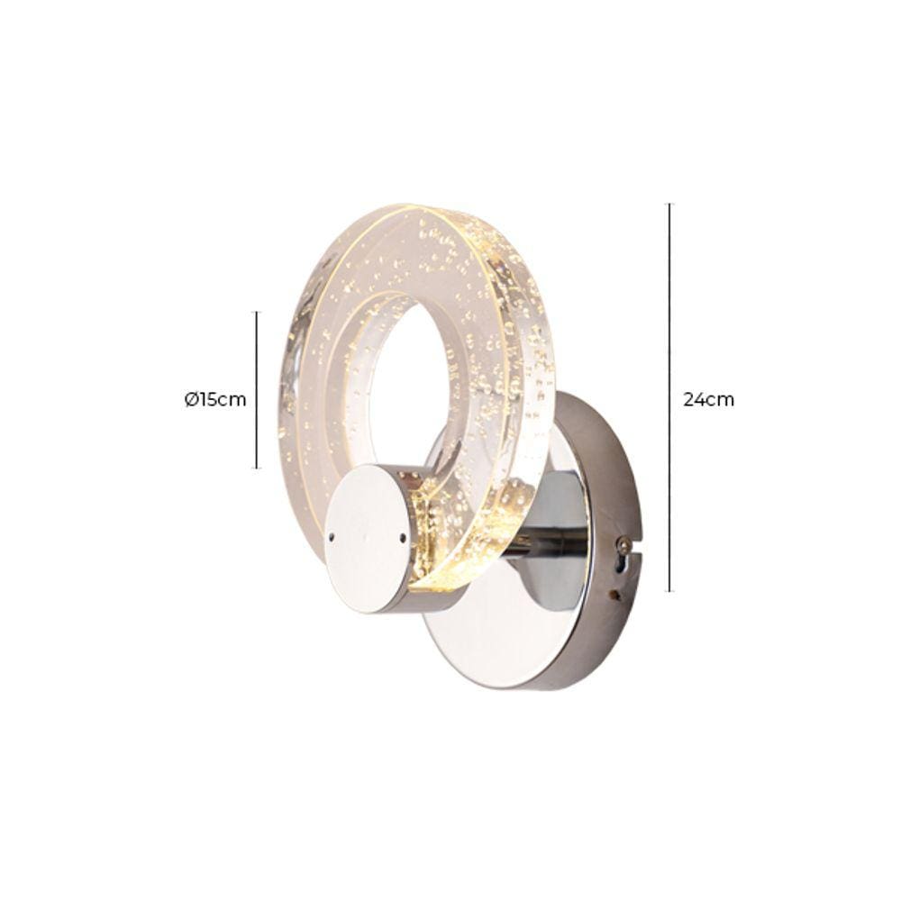 Arandela Cane Ø15x24 - Cromado Com Cristal