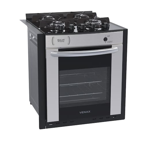imagem-Fogao a Gas de Embutir Venax Gaudi Prisma Vitreo Bl 4 Bocas Gas Glp Inox - Bivolt