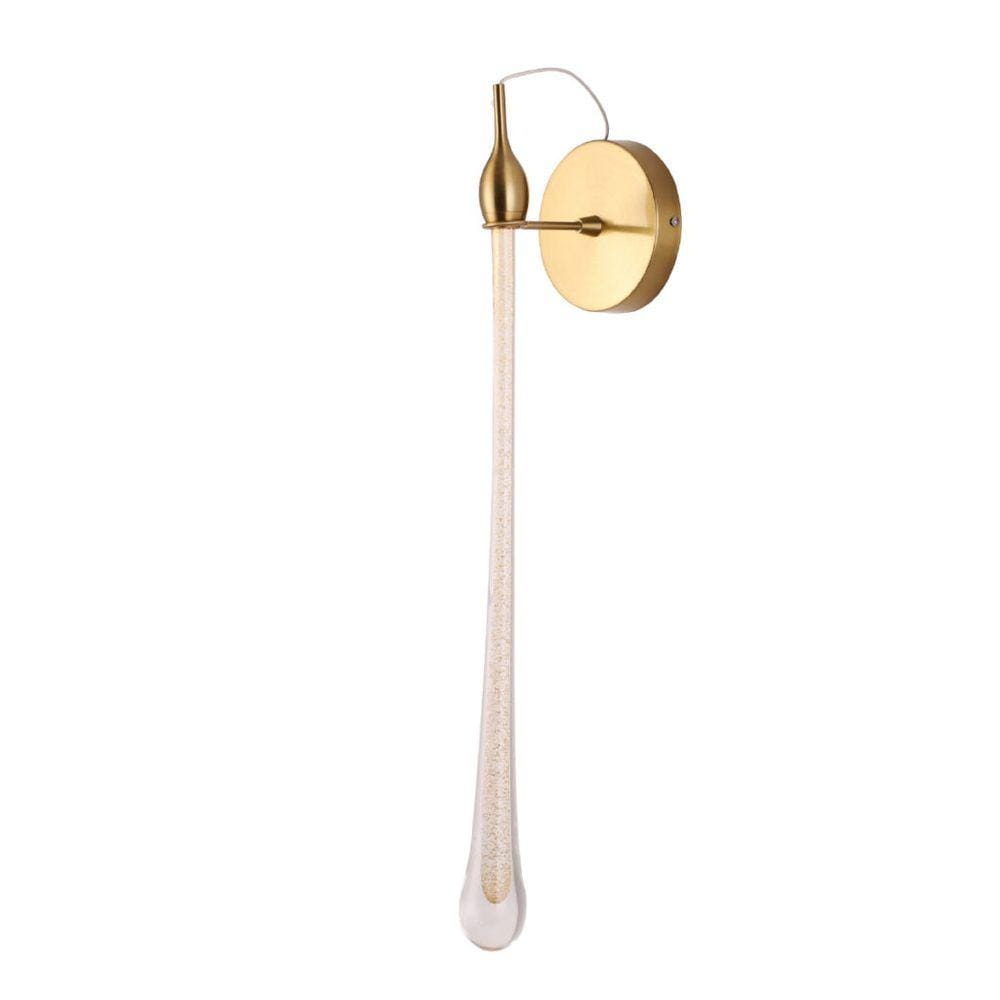 Arandela Drop Metal Dourado E Cristal Transparente