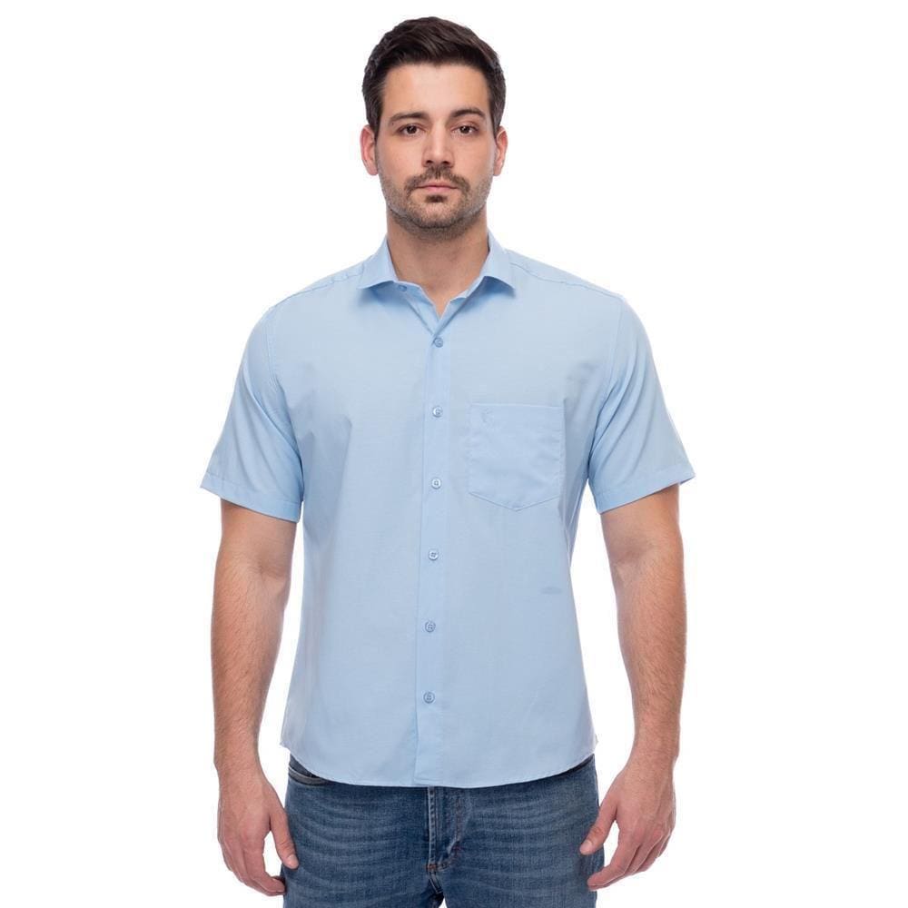 Camisa Social Manga Curta Slim Teodoro Masculina Leve