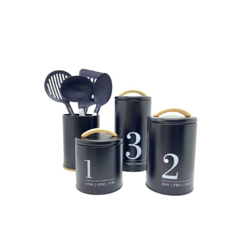 Kit Latas Metalla 4 Peças Preto