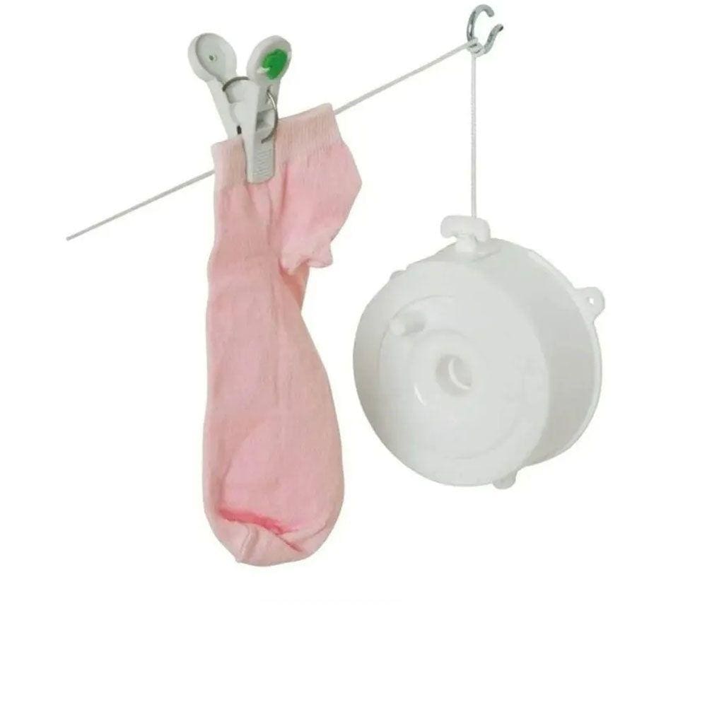 Varal de Parede Esticar Stick Branco com Corda de 18m Secalux