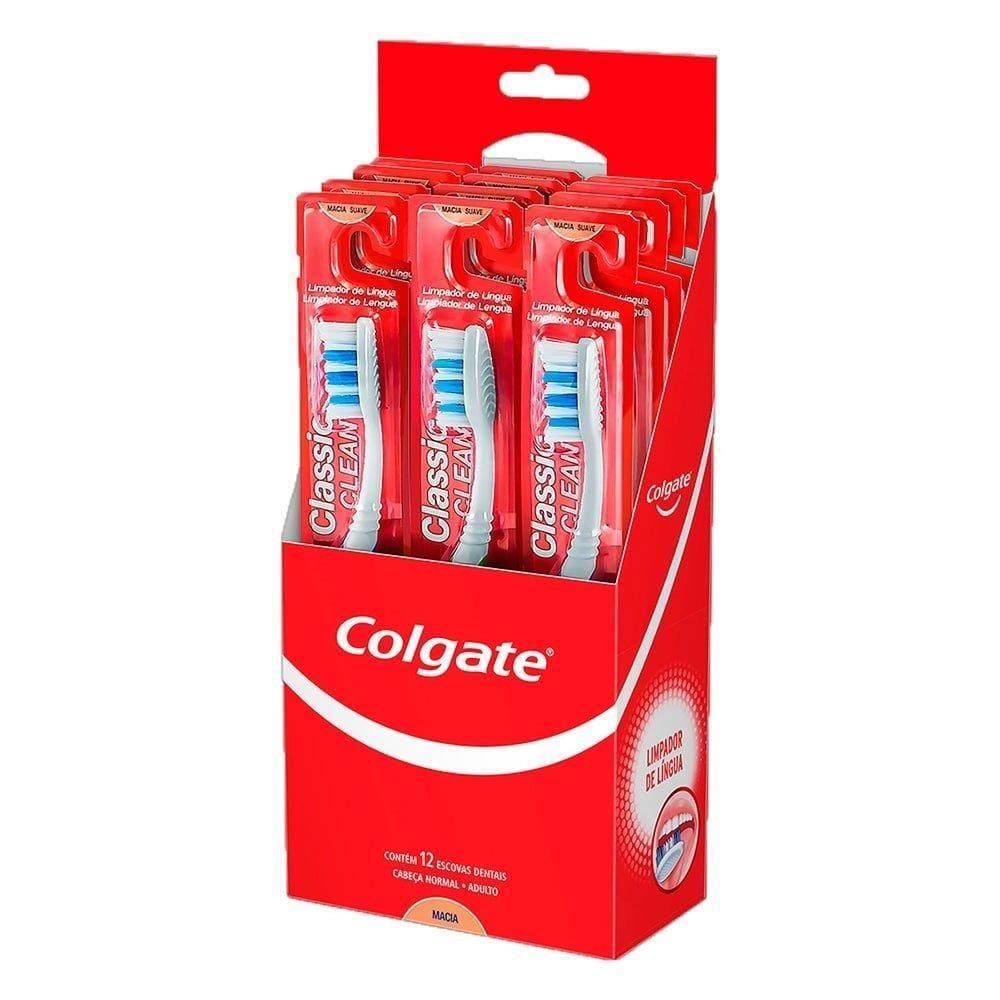 Escova Dental Colgate Classic Clean Macia Embalagem com 12 Unidades