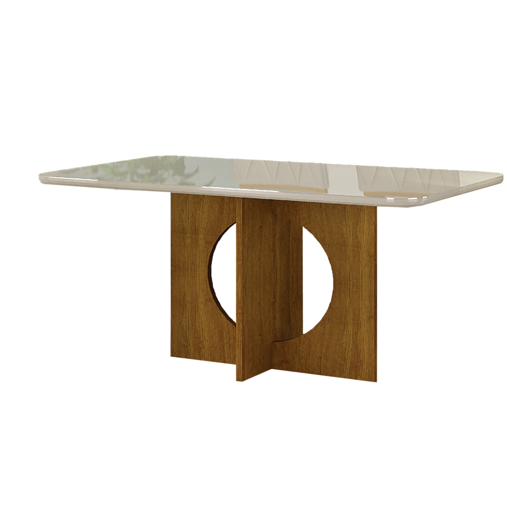 Mesa para 06 Cadeiras Tampo Vidro/MDF 160cm Lorena Leifer Moveis
