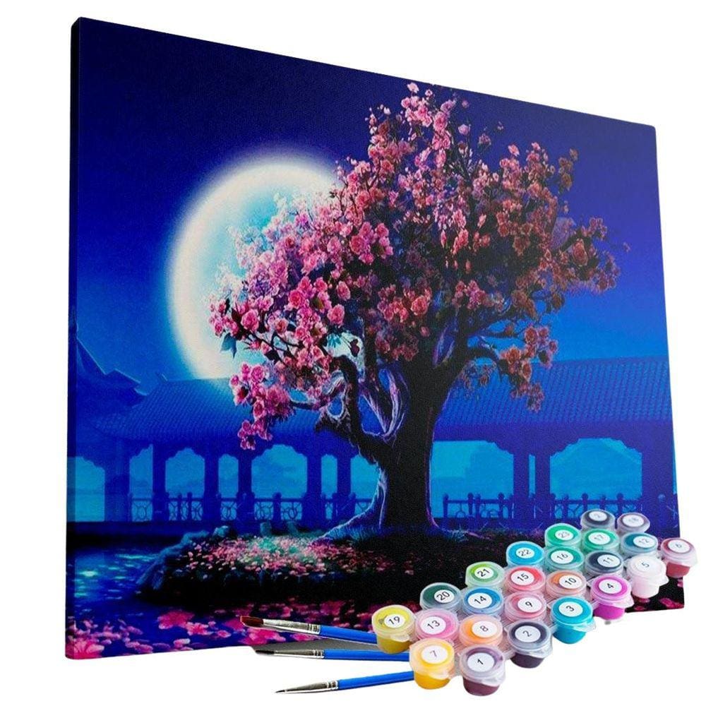 Kit Pintura Terapêutica - Cerejeira Florida No Luar