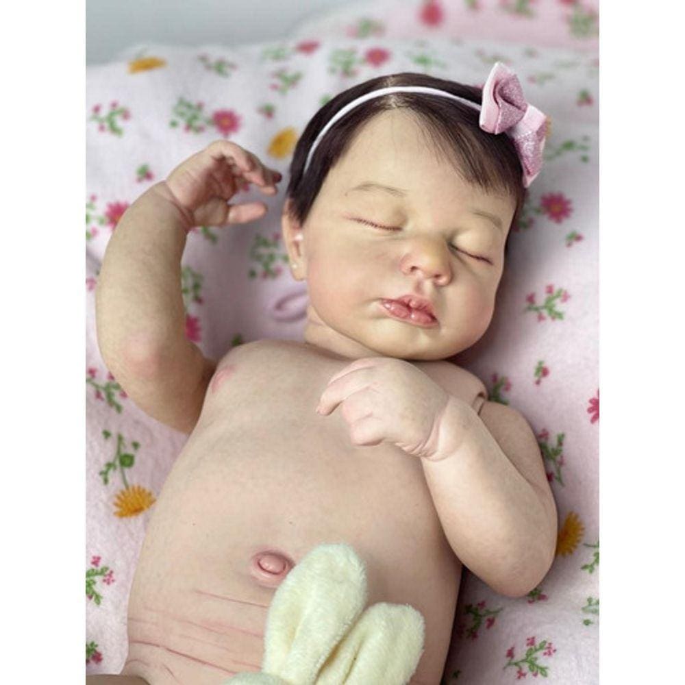 Bebê Reborn Menina Dormindo Menina Silicone Lou Lou