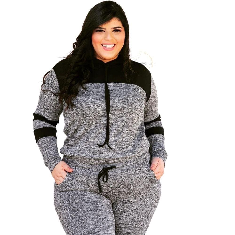 Conjunto Plus Size Malha Crepe Blusa E Calça Até O 56