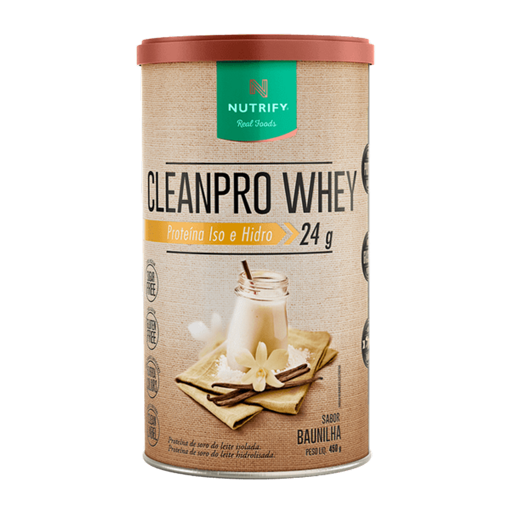 Kit 2X: Cleanpro Whey Protein Isolado Baunilha Nutrify 450g