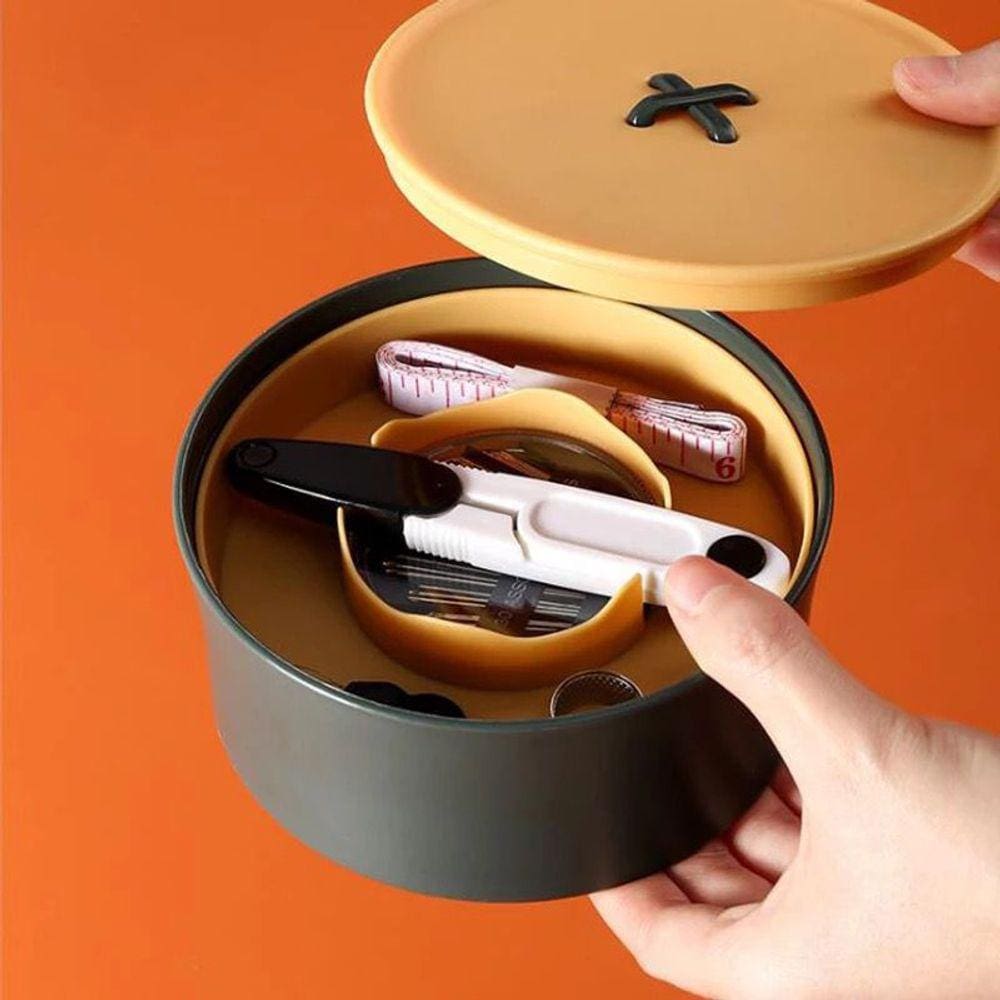 Kit Caixa de Costura de mão Diy 46 peças linha tesoura agulha fita métrica