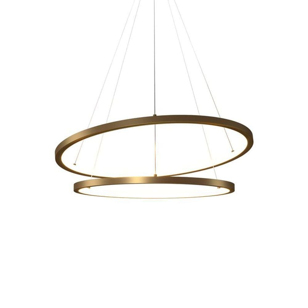Lustre Pendente Orluce Tabat OR1750 com 2 Aros 50/40cm Dourado Led Bivolt