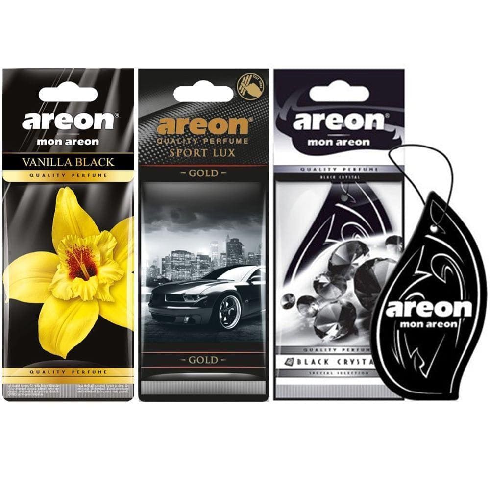 Kit 3 Perfumes Carro Areon Vanilla Black,Gold,Black Crystal