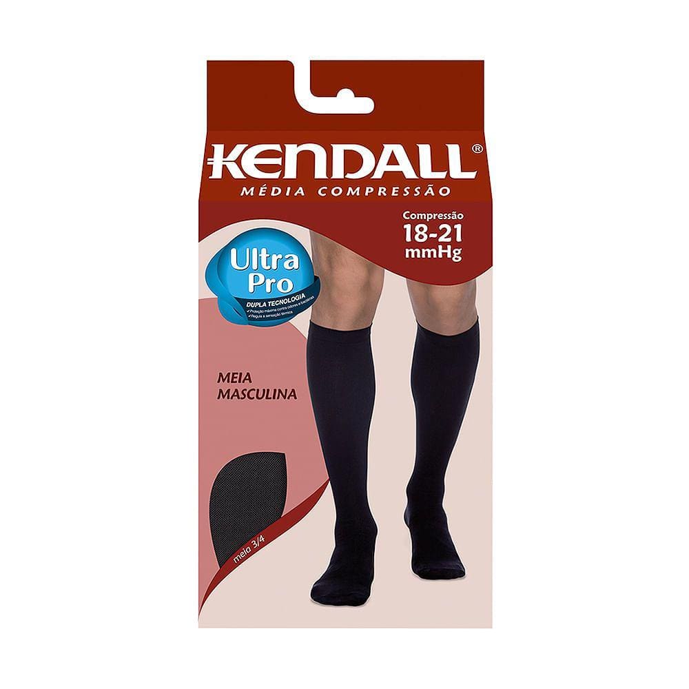 Meia Panturrilha (3/4) Kendall Masculina Média Compressão (18-21mmHg) Cor Preto Tamanho M Ponteira Fechada