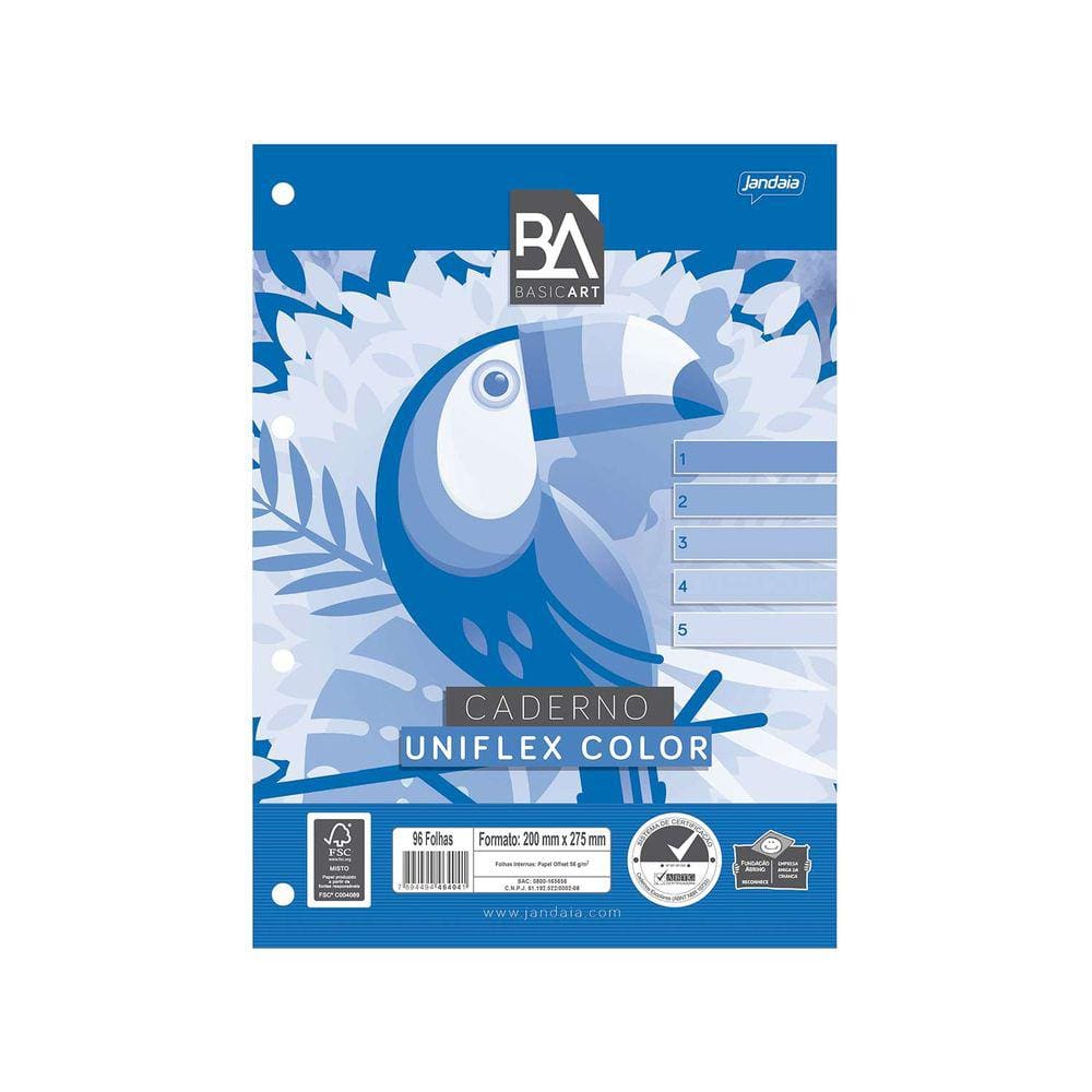 Refil Para Fichário Jandaia Borda Colorida 96 Folhas