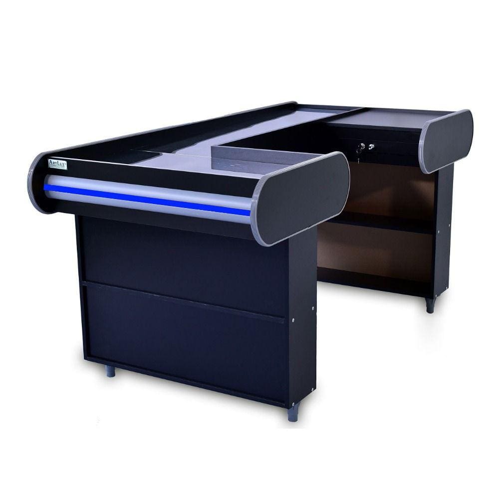 Check Out 180 Dark Preto Artlux Corredor Inox Padrão F Azul