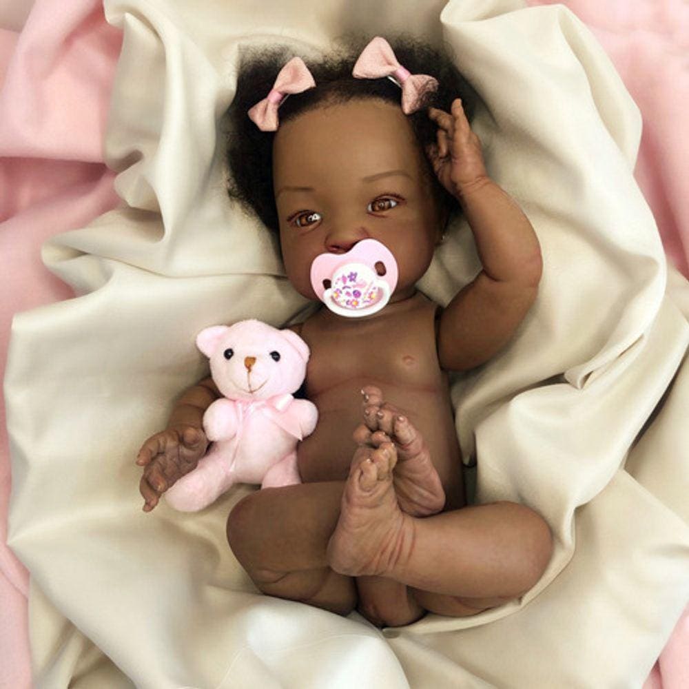 Bebe Reborn Negra, Realista, Cabelo Fio A Fio 12x Sem Juros