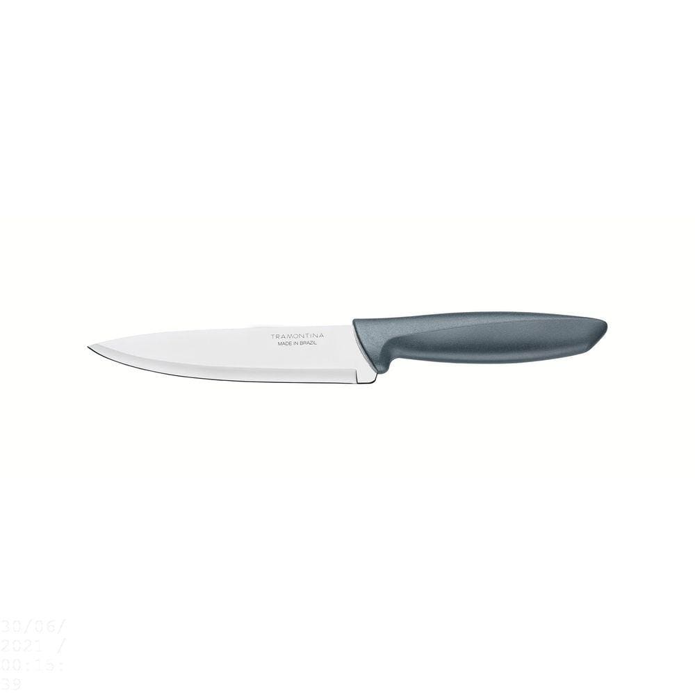 Faca Chef Tramontina Plenus com Lâmina em Aço Inox e Cabo de Polipropileno Cinza 6" Tramontina