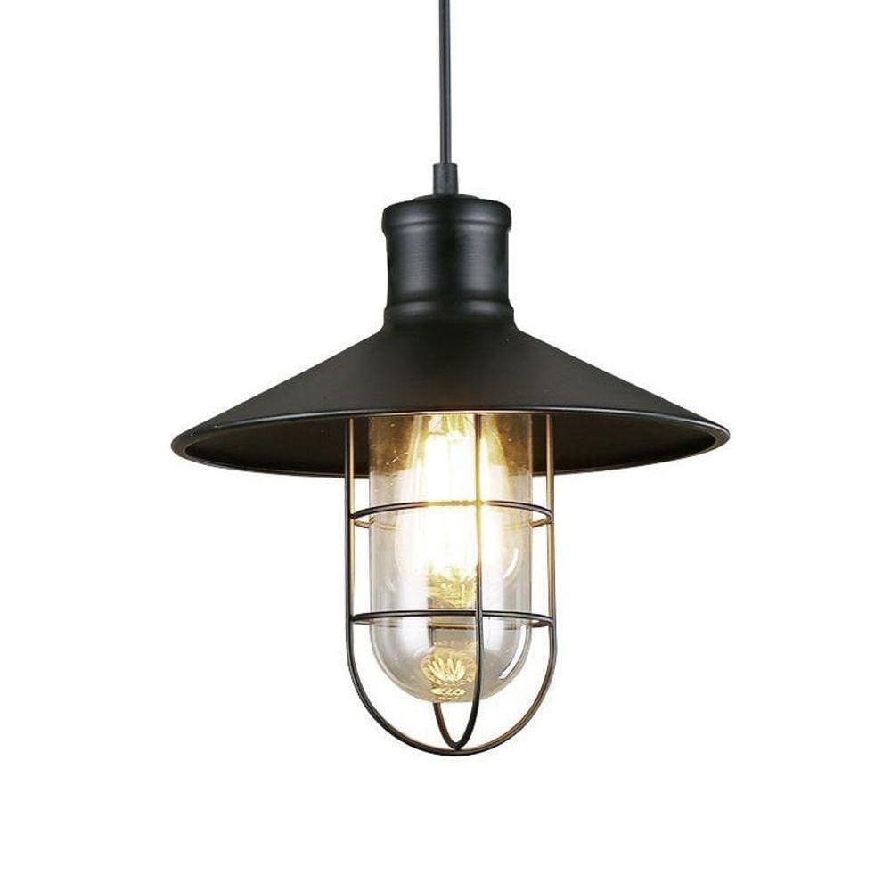 Luminária Pendente Loft Grid Gaiola Preto
