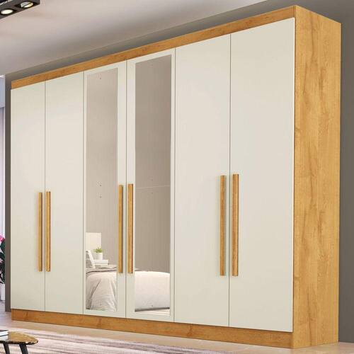 Guarda Roupa Casal 3 Portas com Espelho 4 Gavetas 100% MDF London Yescasa