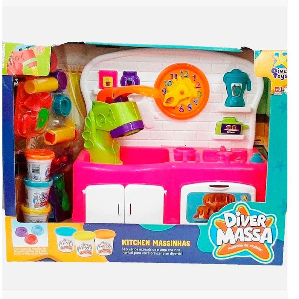 Cozinha Infantil - Massinha de Modelar - Diver Massa - Kitchen - Rosa - Divertoys