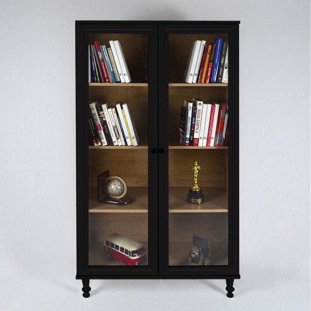 Armário Multiuso 2 Portas De Vidro Ditália E-957 Preto