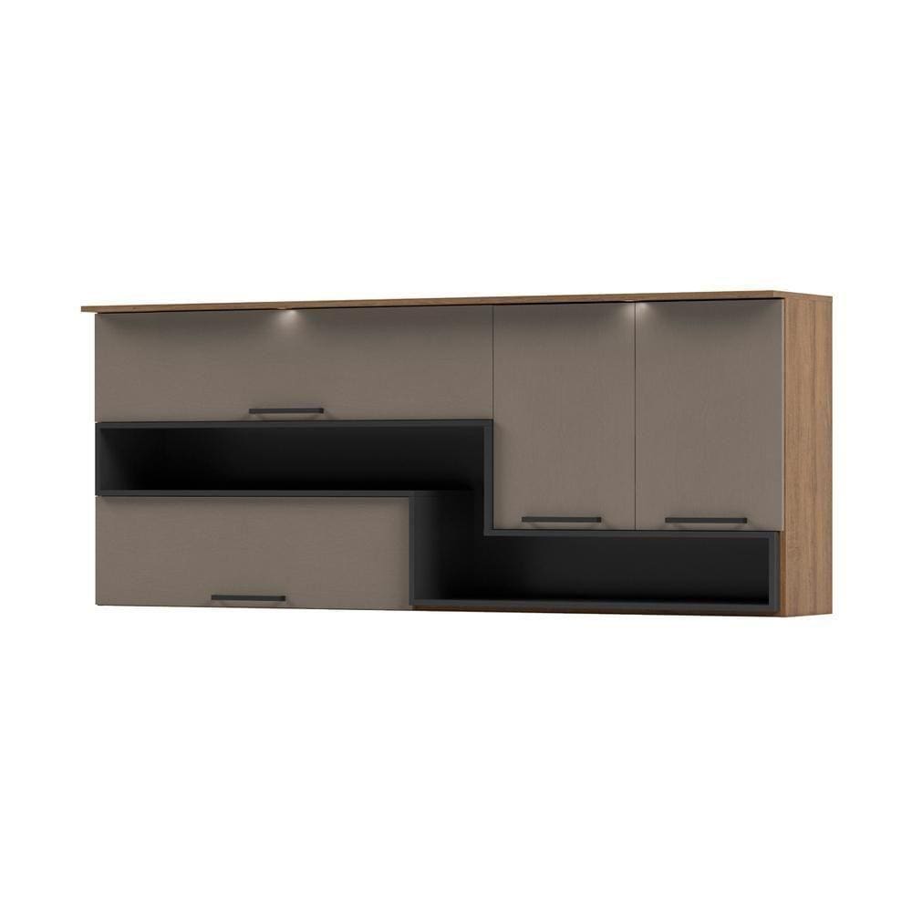 Armário De Cozinha Aéreo 200cm Com Iluminação Cr6199 fumê