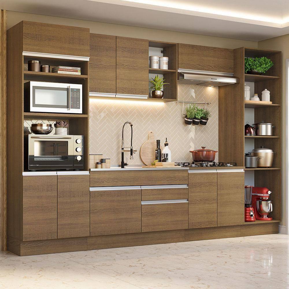 Armário De Cozinha Completa 330cm Rustic Glamy 03 Rustic