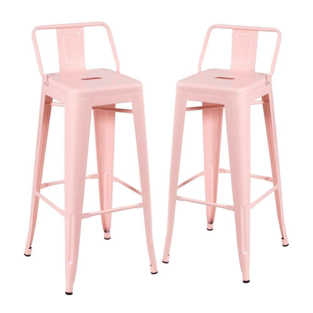 Kit 2 Banquetas Altas Com Encosto 76 Cm Rosa Antigo
